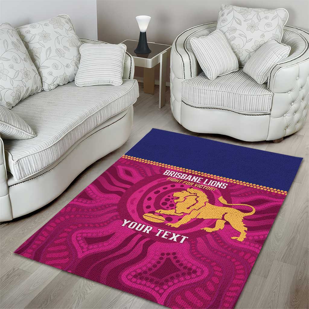 AFL Lions Football Custom Area Rug Brisbane Fight For Victory Indigenous Art - Aussie Hoodie
