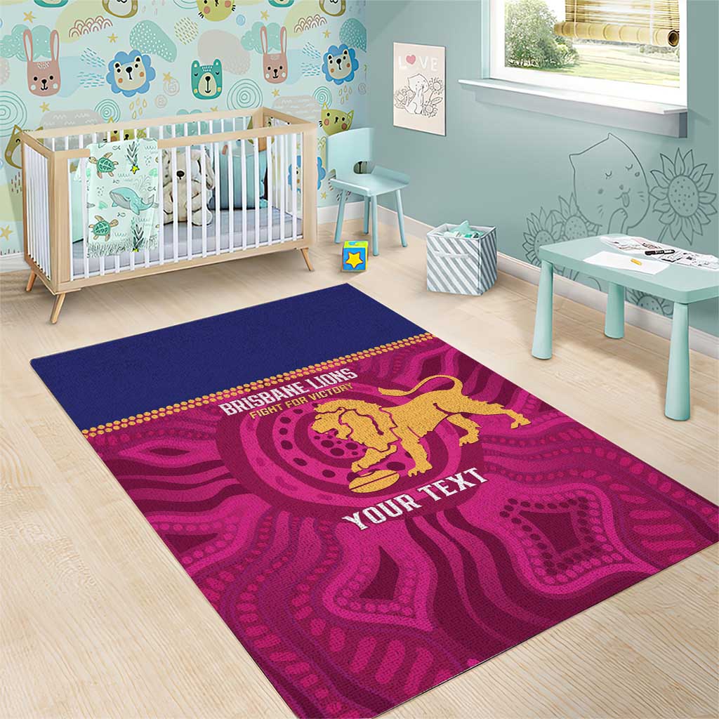 AFL Lions Football Custom Area Rug Brisbane Fight For Victory Indigenous Art - Aussie Hoodie