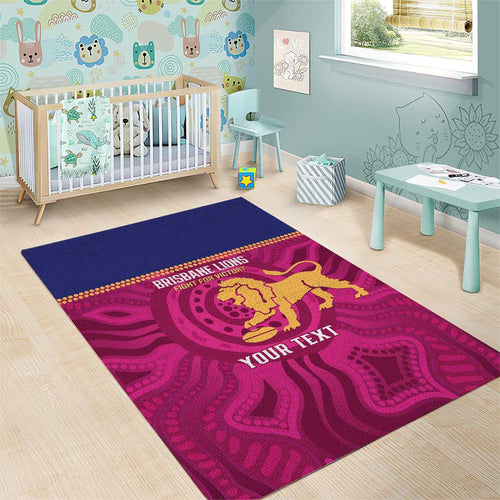 AFL Lions Football Custom Area Rug Brisbane Fight For Victory Indigenous Art - Aussie Hoodie