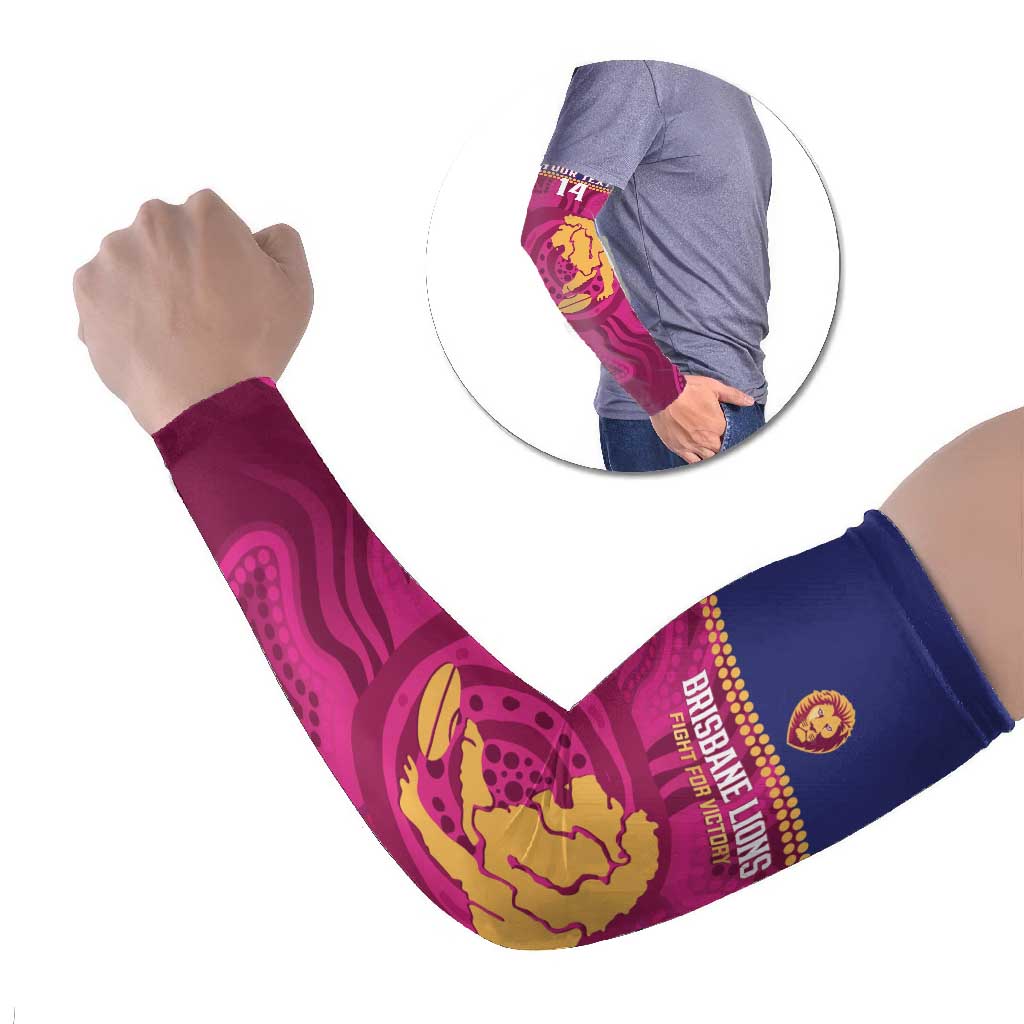 AFL Lions Football Custom Arm Sleeves Brisbane Fight For Victory Indigenous Art - Aussie Hoodie