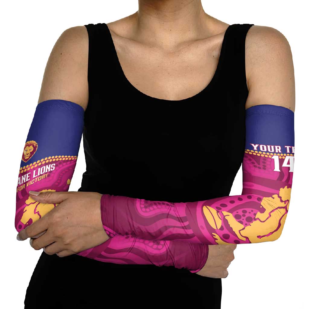 AFL Lions Football Custom Arm Sleeves Brisbane Fight For Victory Indigenous Art - Aussie Hoodie