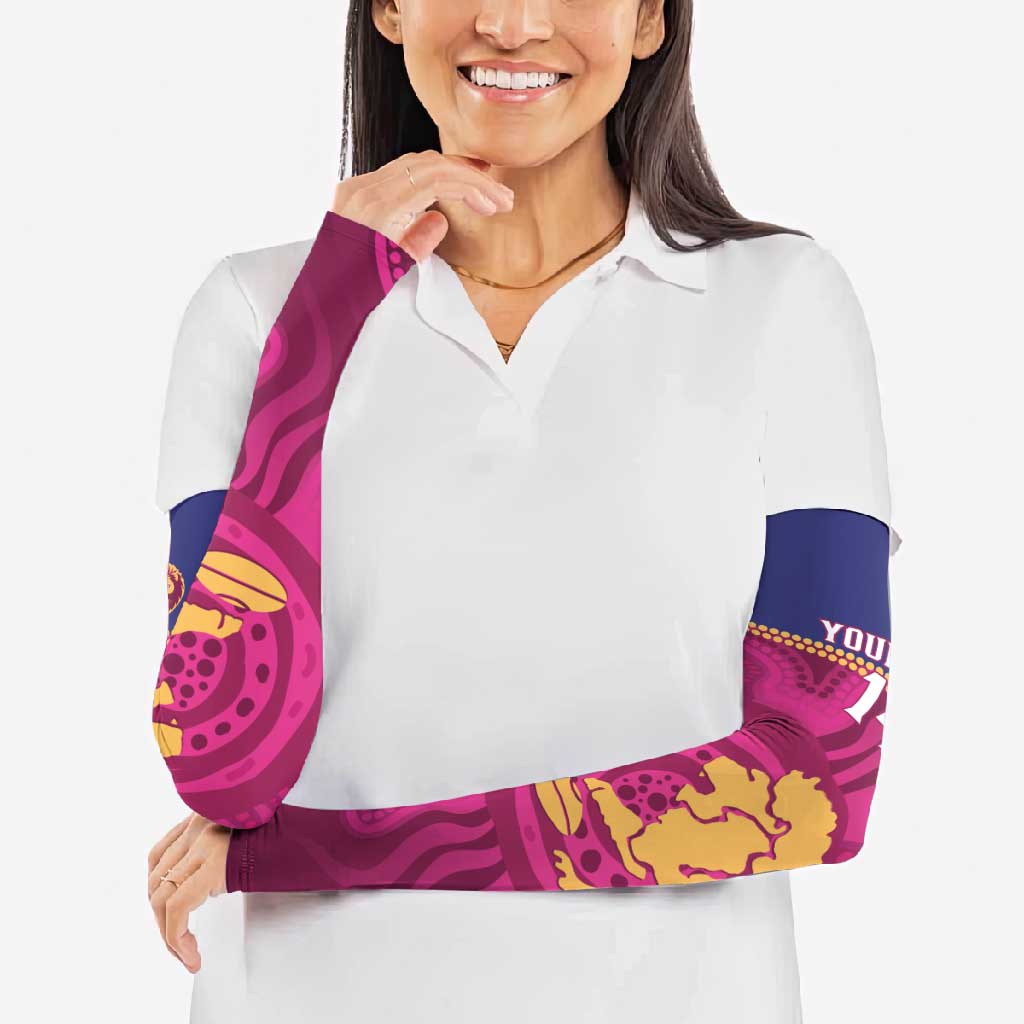 AFL Lions Football Custom Arm Sleeves Brisbane Fight For Victory Indigenous Art - Aussie Hoodie