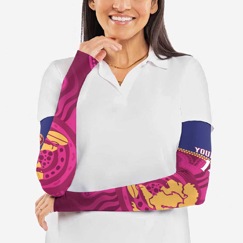 AFL Lions Football Custom Arm Sleeves Brisbane Fight For Victory Indigenous Art - Aussie Hoodie