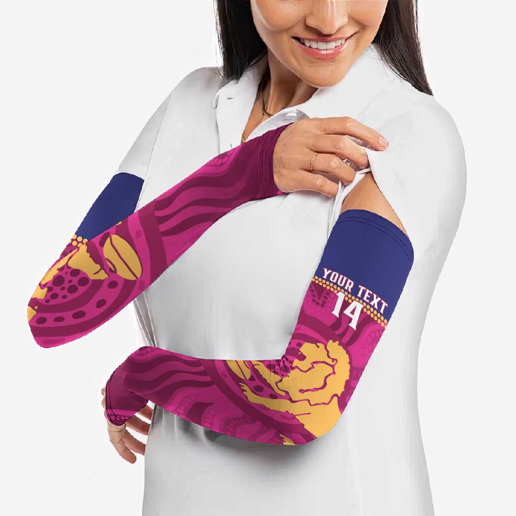 AFL Lions Football Custom Arm Sleeves Brisbane Fight For Victory Indigenous Art - Aussie Hoodie