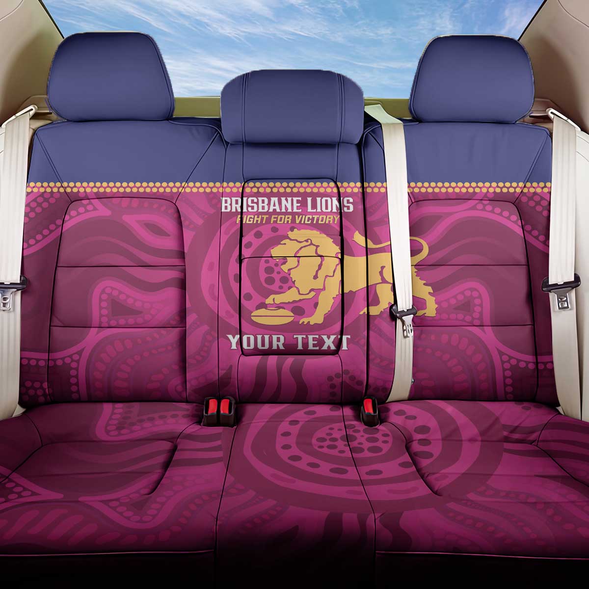 AFL Lions Football Custom Back Car Seat Cover Brisbane Fight For Victory Indigenous Art - Aussie Hoodie