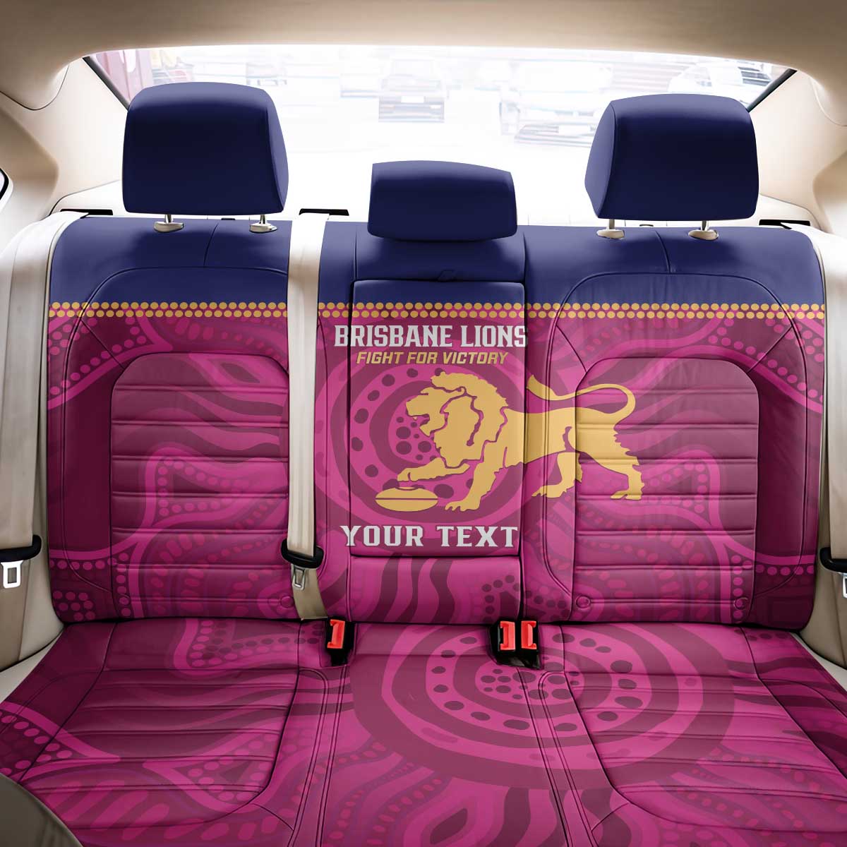AFL Lions Football Custom Back Car Seat Cover Brisbane Fight For Victory Indigenous Art - Aussie Hoodie