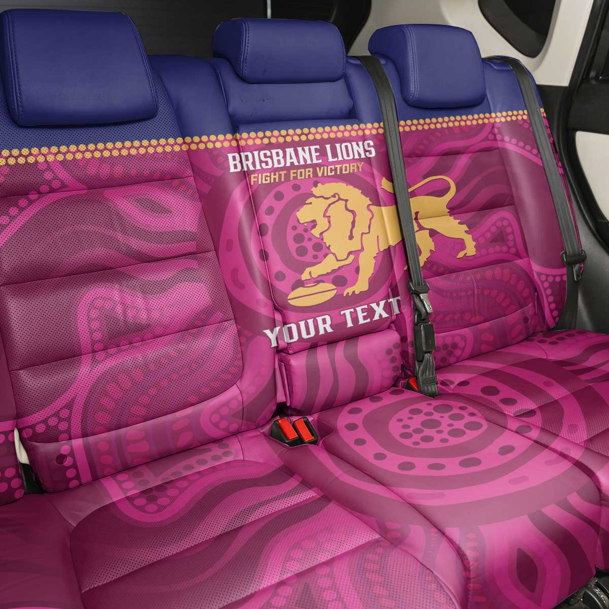 AFL Lions Football Custom Back Car Seat Cover Brisbane Fight For Victory Indigenous Art - Aussie Hoodie