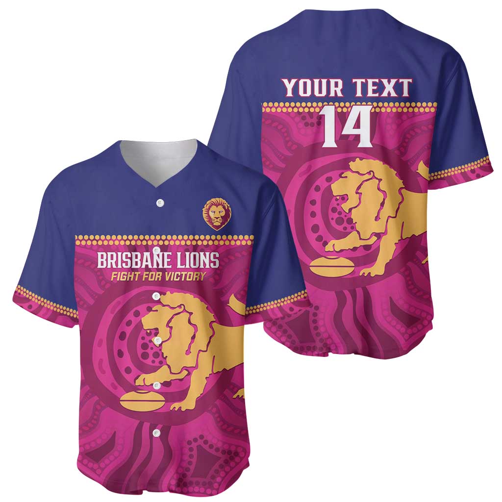 AFL Lions Football Custom Baseball Jersey Brisbane Fight For Victory Indigenous Art - Aussie Hoodie