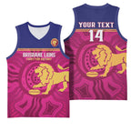 AFL Lions Football Custom Basketball Jersey Brisbane Fight For Victory Indigenous Art - Aussie Hoodie
