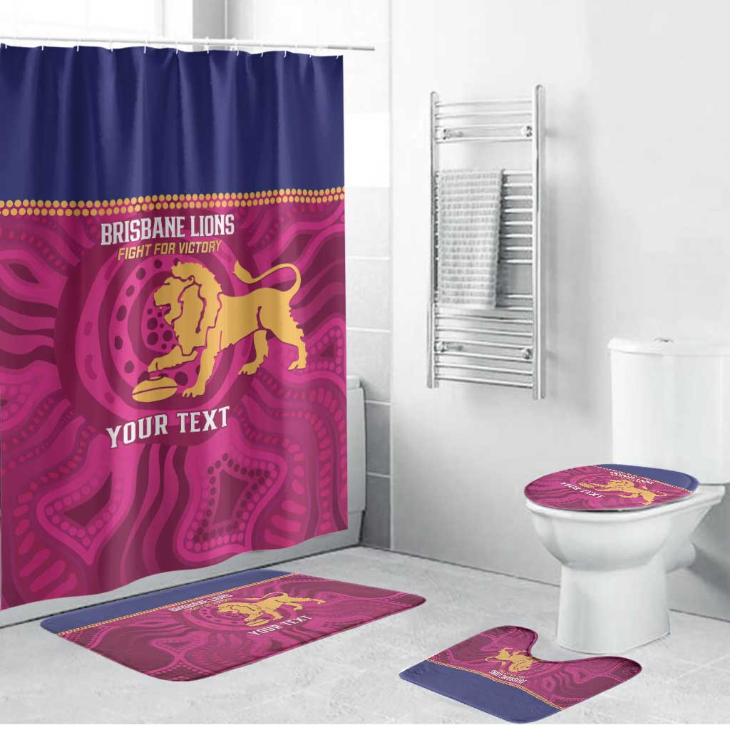AFL Lions Football Custom Bathroom Set Brisbane Fight For Victory Indigenous Art - Aussie Hoodie