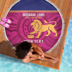 AFL Lions Football Custom Beach Blanket Brisbane Fight For Victory Indigenous Art - Aussie Hoodie