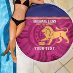 AFL Lions Football Custom Beach Blanket Brisbane Fight For Victory Indigenous Art - Aussie Hoodie