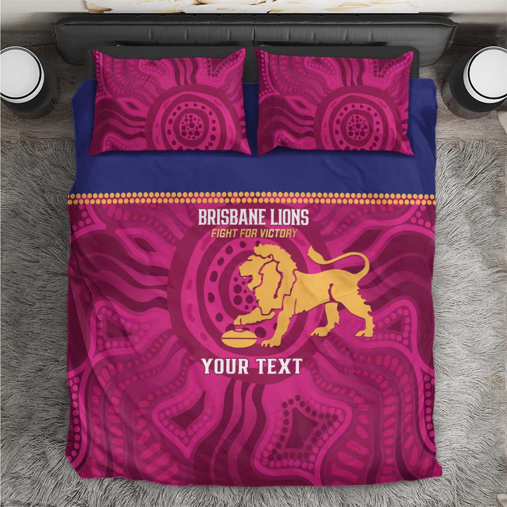 AFL Lions Football Custom Bedding Set Brisbane Fight For Victory Indigenous Art - Aussie Hoodie