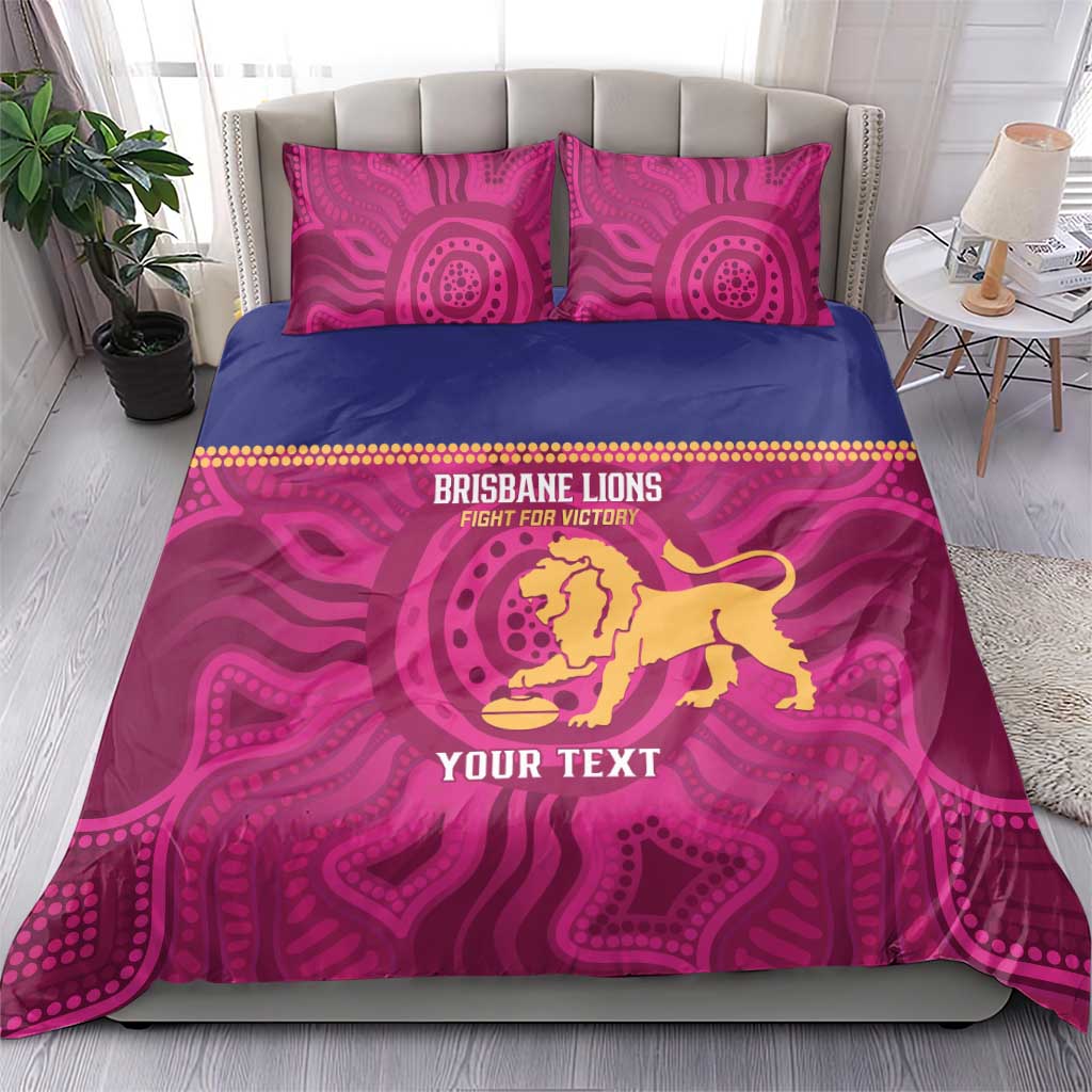 AFL Lions Football Custom Bedding Set Brisbane Fight For Victory Indigenous Art - Aussie Hoodie