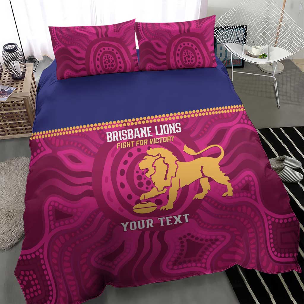 AFL Lions Football Custom Bedding Set Brisbane Fight For Victory Indigenous Art - Aussie Hoodie