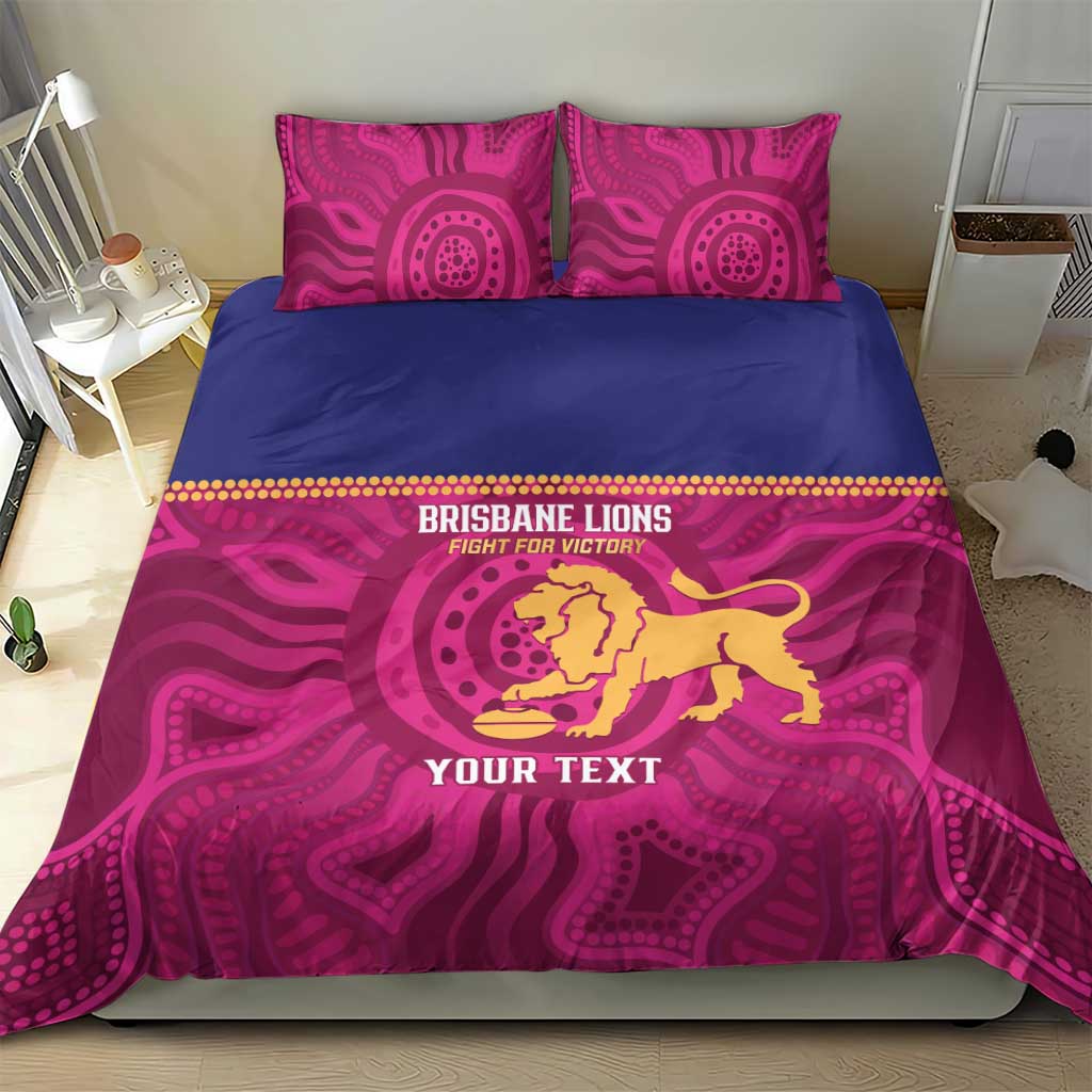 AFL Lions Football Custom Bedding Set Brisbane Fight For Victory Indigenous Art - Aussie Hoodie