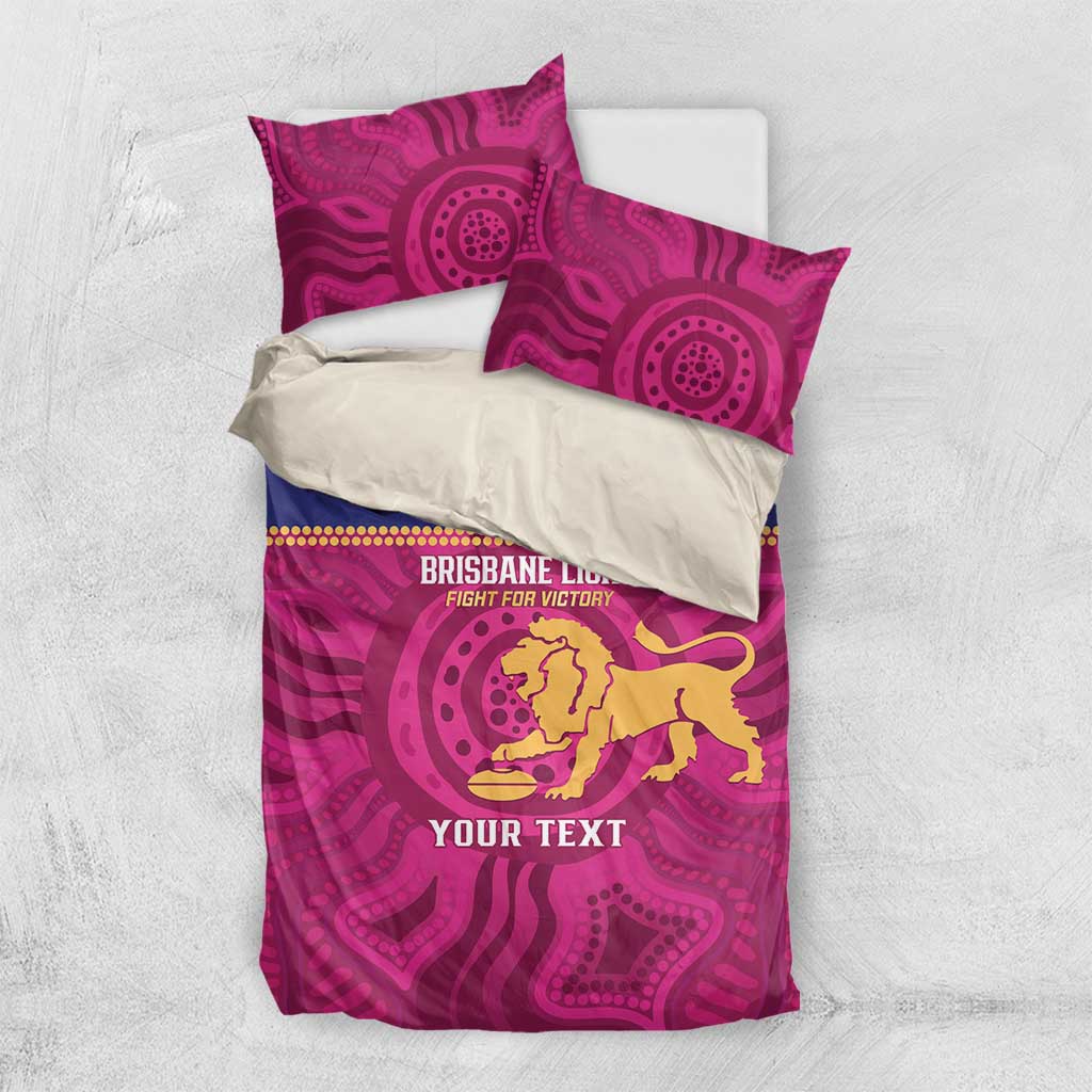 AFL Lions Football Custom Bedding Set Brisbane Fight For Victory Indigenous Art - Aussie Hoodie