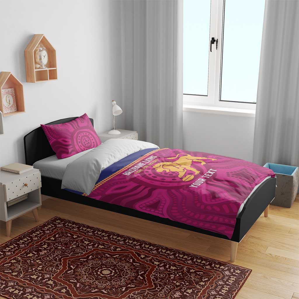 AFL Lions Football Custom Bedding Set Brisbane Fight For Victory Indigenous Art - Aussie Hoodie