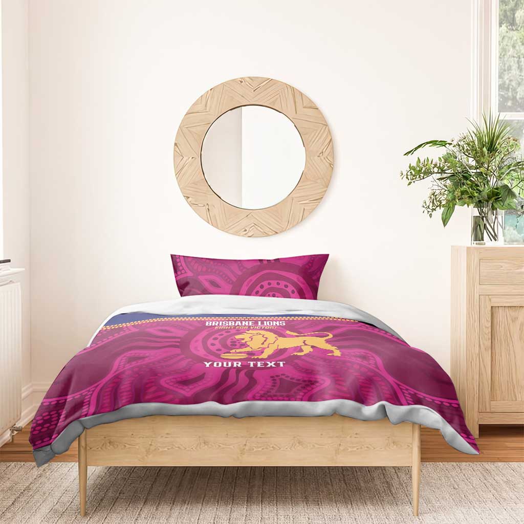 AFL Lions Football Custom Bedding Set Brisbane Fight For Victory Indigenous Art - Aussie Hoodie