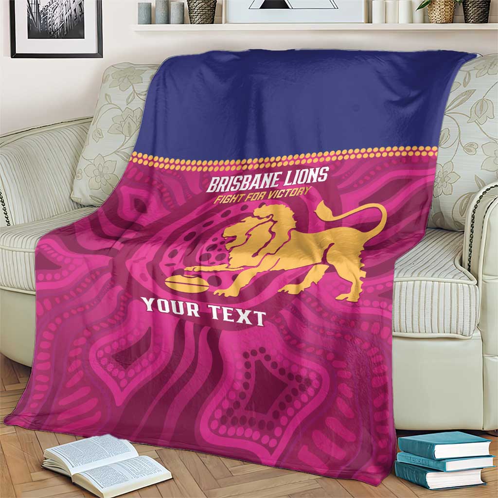 AFL Lions Football Custom Blanket Brisbane Fight For Victory Indigenous Art - Aussie Hoodie