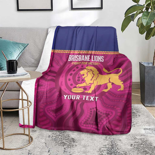 AFL Lions Football Custom Blanket Brisbane Fight For Victory Indigenous Art - Aussie Hoodie
