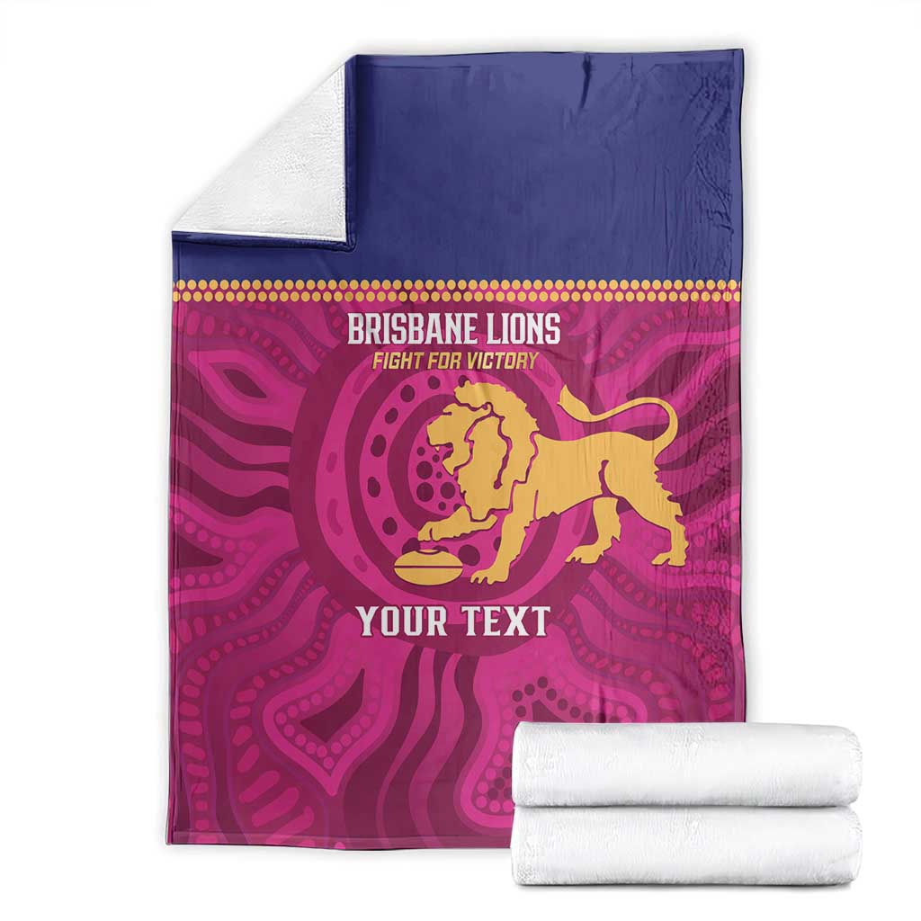 AFL Lions Football Custom Blanket Brisbane Fight For Victory Indigenous Art - Aussie Hoodie