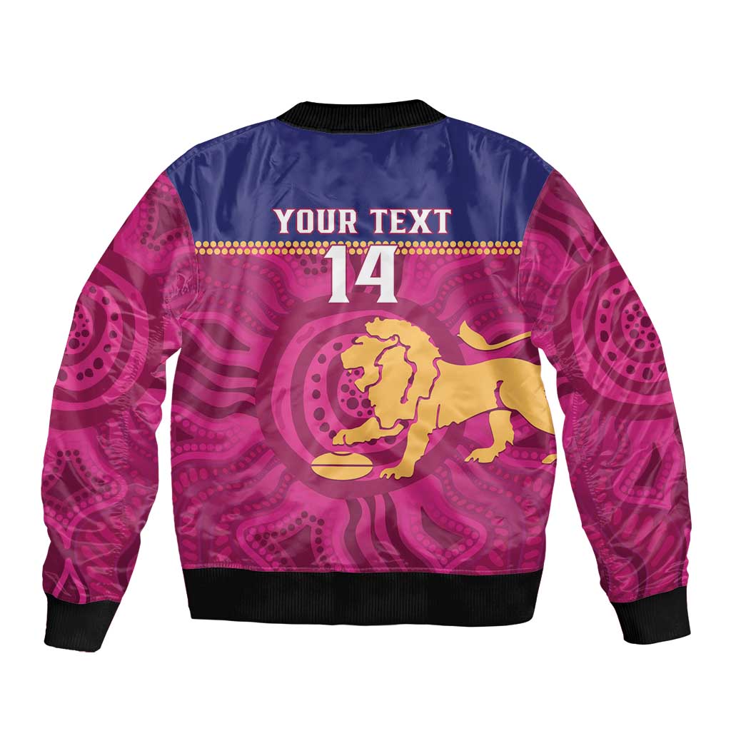 AFL Lions Football Custom Bomber Jacket Brisbane Fight For Victory Indigenous Art - Aussie Hoodie