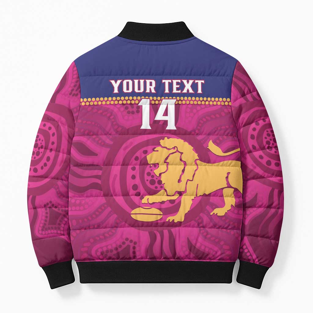 AFL Lions Football Custom Bomber Puffer Jacket Brisbane Fight For Victory Indigenous Art - Aussie Hoodie