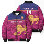 AFL Lions Football Custom Bomber Puffer Jacket Brisbane Fight For Victory Indigenous Art - Aussie Hoodie