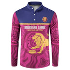 AFL Lions Football Custom Button Sweatshirt Brisbane Fight For Victory Indigenous Art - Aussie Hoodie