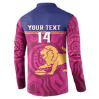 AFL Lions Football Custom Button Sweatshirt Brisbane Fight For Victory Indigenous Art - Aussie Hoodie