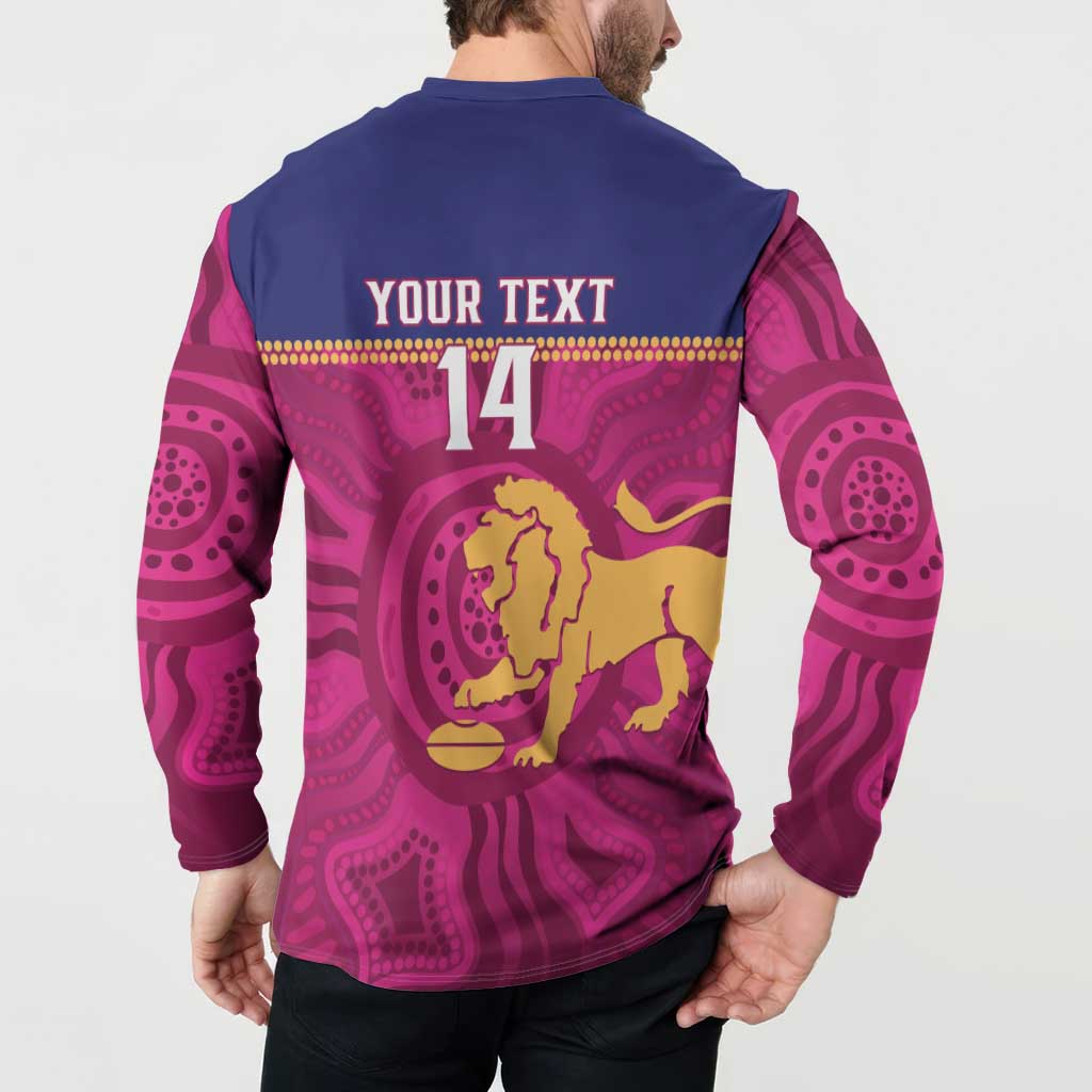 AFL Lions Football Custom Button Sweatshirt Brisbane Fight For Victory Indigenous Art - Aussie Hoodie