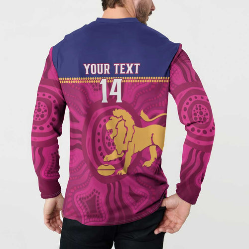 AFL Lions Football Custom Button Sweatshirt Brisbane Fight For Victory Indigenous Art - Aussie Hoodie