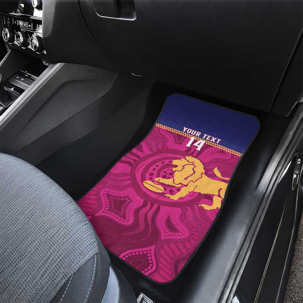 AFL Lions Football Custom Car Mats Brisbane Fight For Victory Indigenous Art - Aussie Hoodie