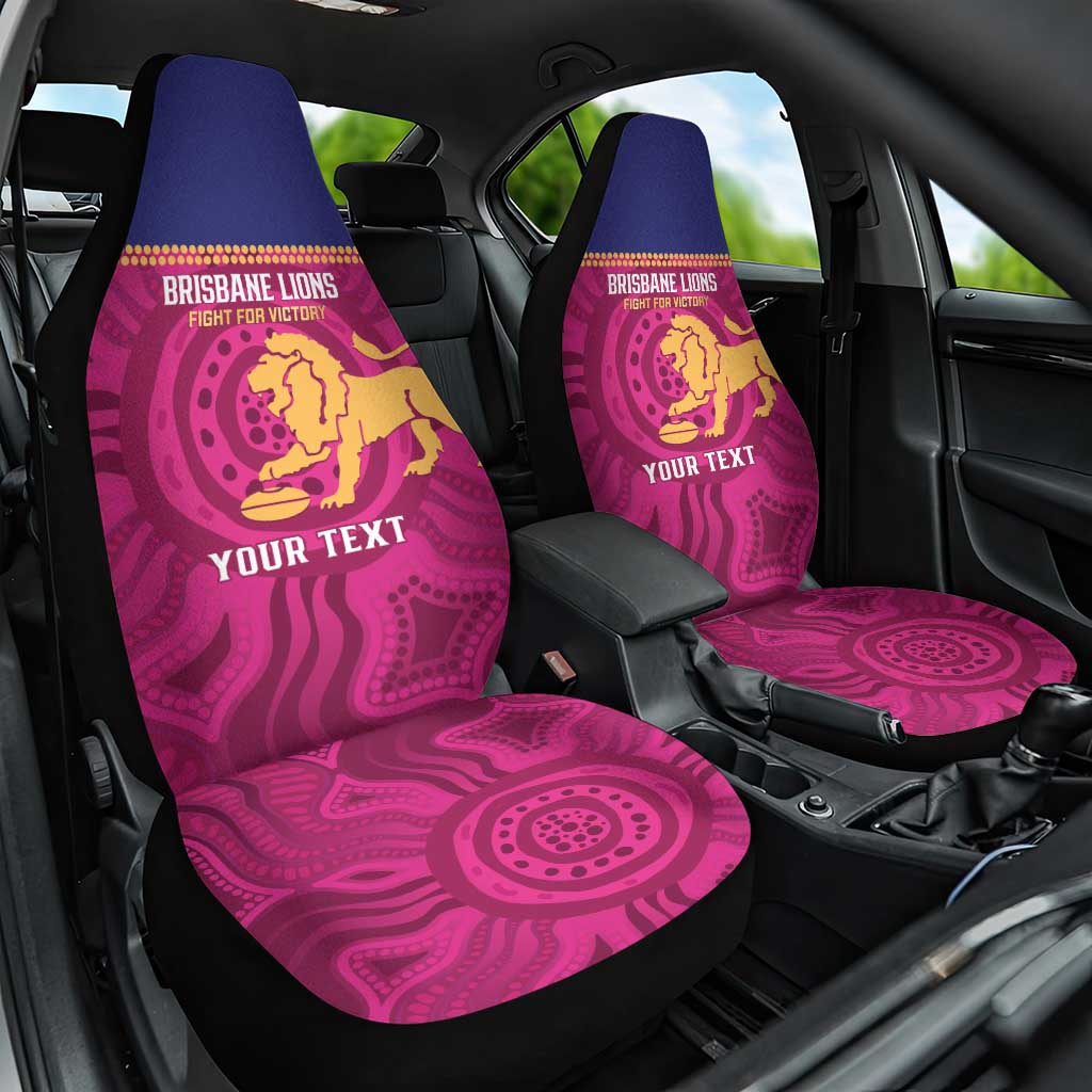 AFL Lions Football Custom Car Seat Cover Brisbane Fight For Victory Indigenous Art - Aussie Hoodie