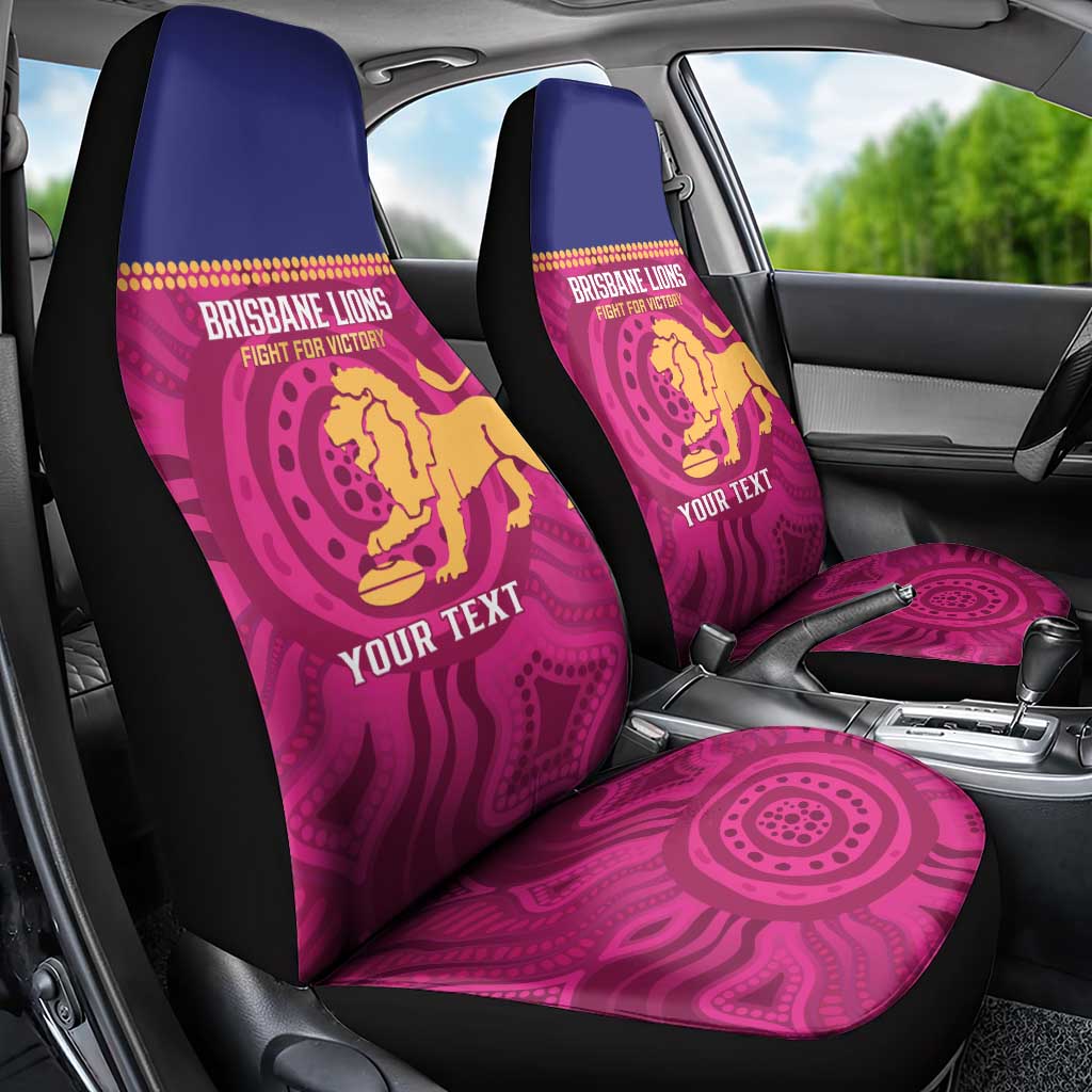 AFL Lions Football Custom Car Seat Cover Brisbane Fight For Victory Indigenous Art - Aussie Hoodie