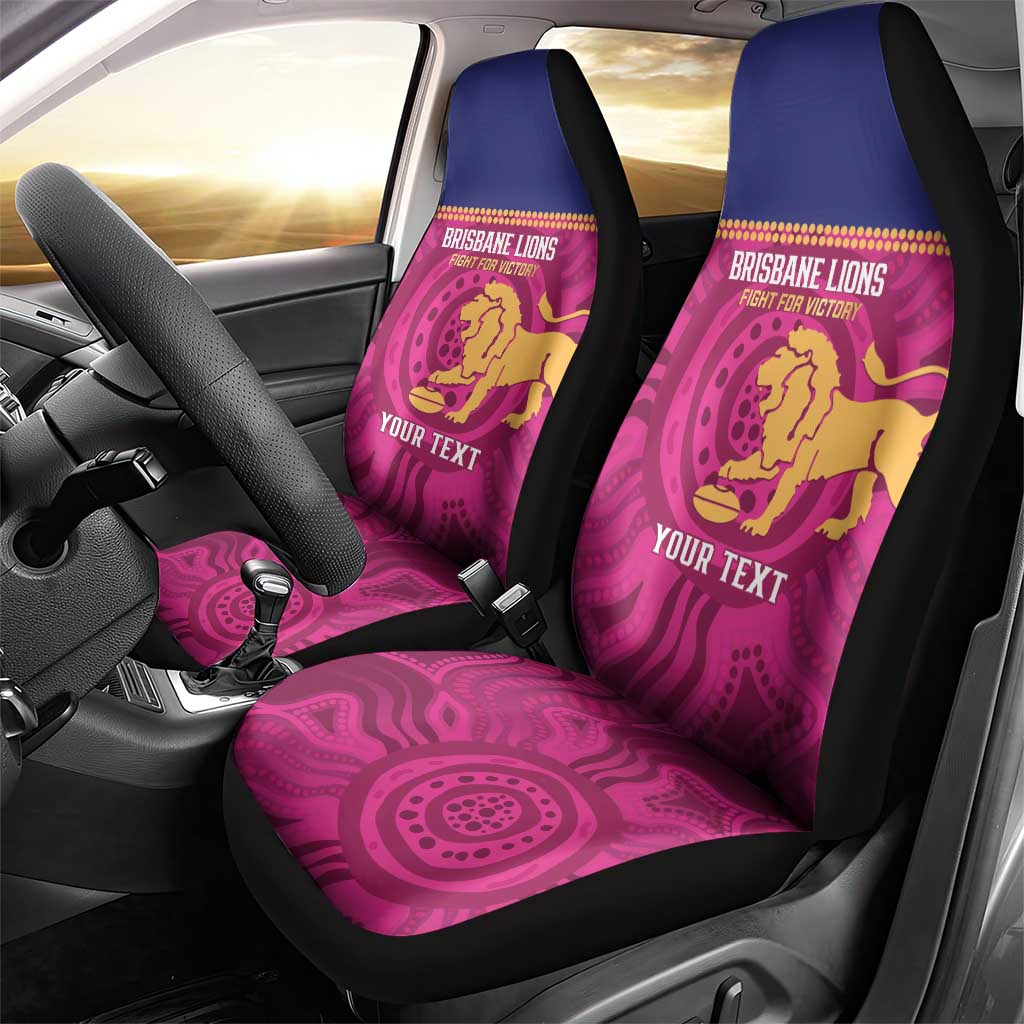 AFL Lions Football Custom Car Seat Cover Brisbane Fight For Victory Indigenous Art - Aussie Hoodie