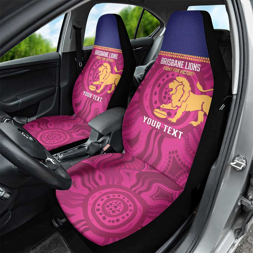 AFL Lions Football Custom Car Seat Cover Brisbane Fight For Victory Indigenous Art - Aussie Hoodie