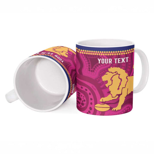 AFL Lions Football Custom Ceramic Mug Brisbane Fight For Victory Indigenous Art - Aussie Hoodie