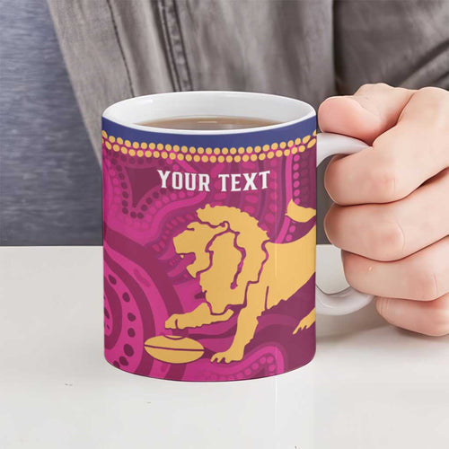 AFL Lions Football Custom Ceramic Mug Brisbane Fight For Victory Indigenous Art - Aussie Hoodie