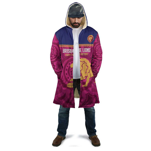 AFL Lions Football Custom Cloak Brisbane Fight For Victory Indigenous Art - Aussie Hoodie