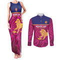 AFL Lions Football Custom Couples Matching Tank Maxi Dress and Long Sleeve Button Shirt Brisbane Fight For Victory Indigenous Art - Aussie Hoodie