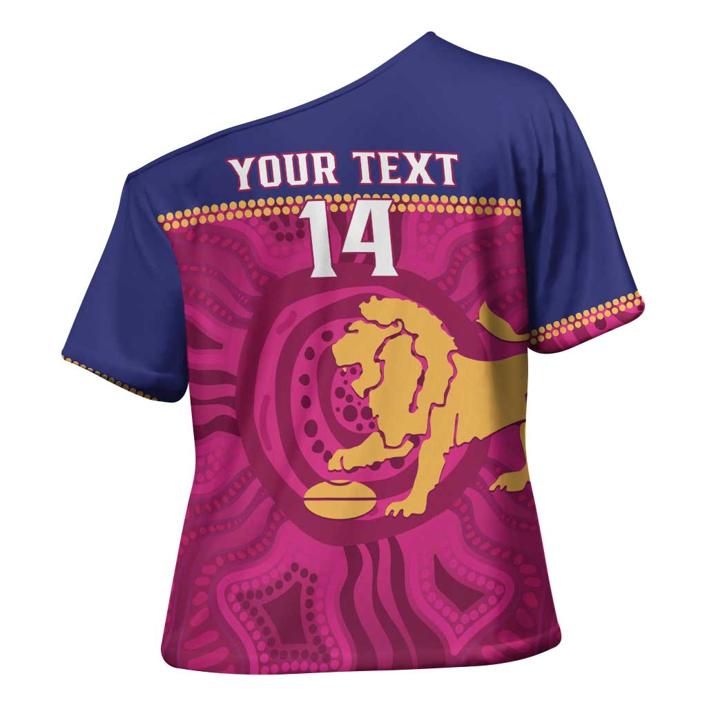 AFL Lions Football Custom Cross Shoulder Shirt Brisbane Fight For Victory Indigenous Art - Aussie Hoodie