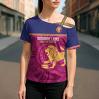 AFL Lions Football Custom Cross Shoulder Shirt Brisbane Fight For Victory Indigenous Art - Aussie Hoodie