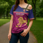 AFL Lions Football Custom Cross Shoulder Shirt Brisbane Fight For Victory Indigenous Art - Aussie Hoodie