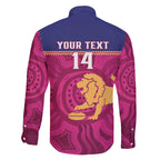 AFL Lions Football Custom Family Matching Long Sleeve Bodycon Dress and Hawaiian Shirt Brisbane Fight For Victory Indigenous Art - Aussie Hoodie