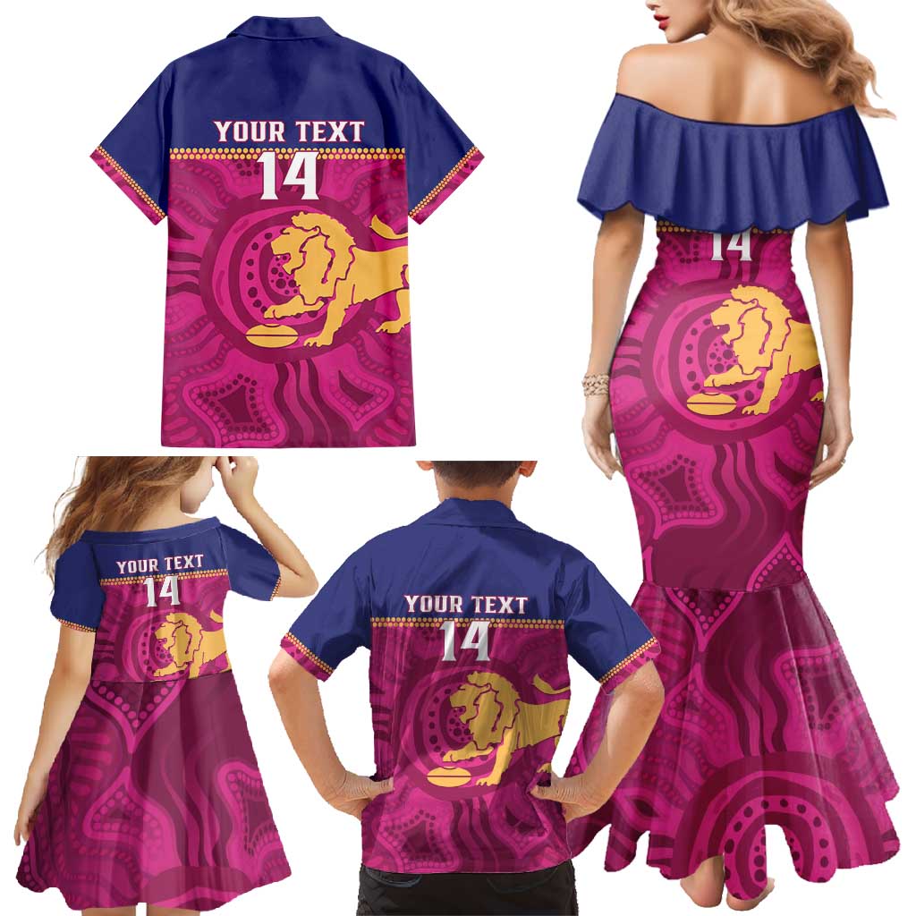 AFL Lions Football Custom Family Matching Mermaid Dress and Hawaiian Shirt Brisbane Fight For Victory Indigenous Art - Aussie Hoodie