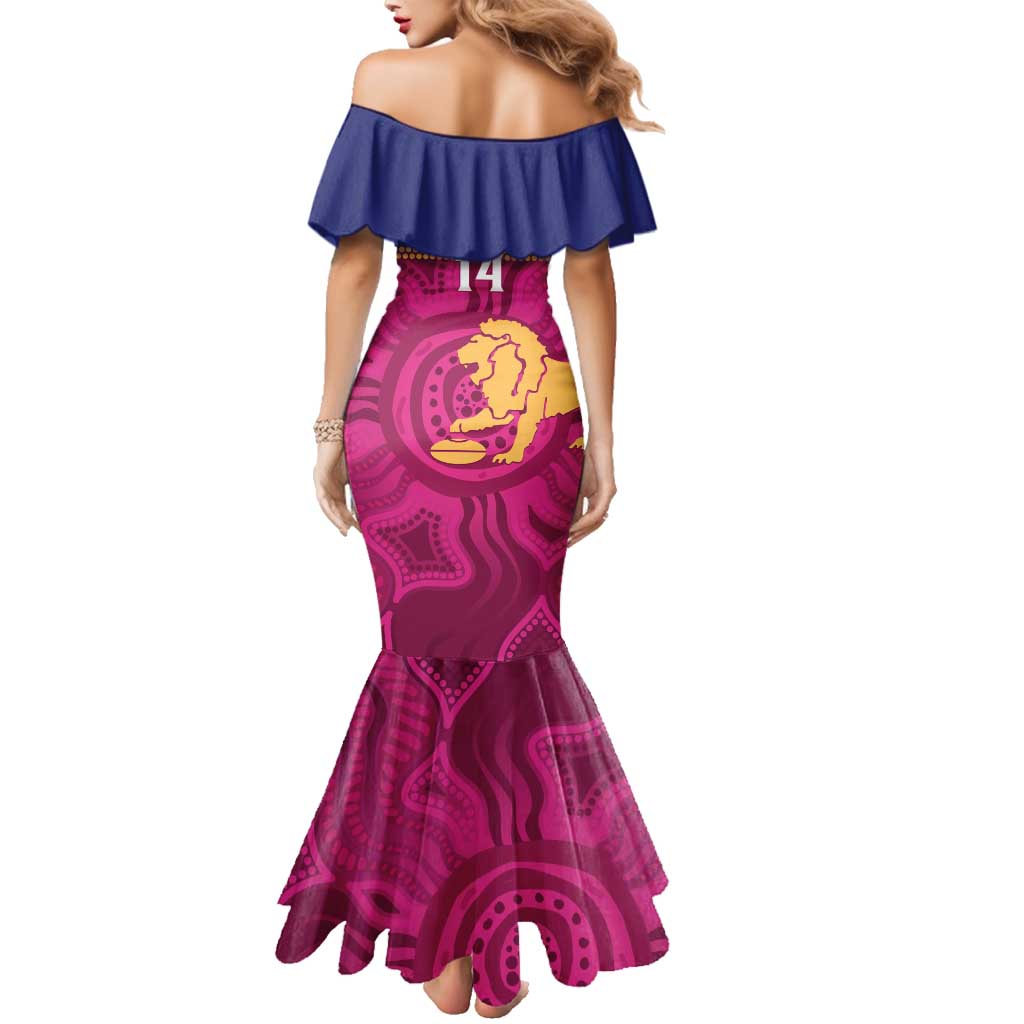 AFL Lions Football Custom Family Matching Mermaid Dress and Hawaiian Shirt Brisbane Fight For Victory Indigenous Art - Aussie Hoodie