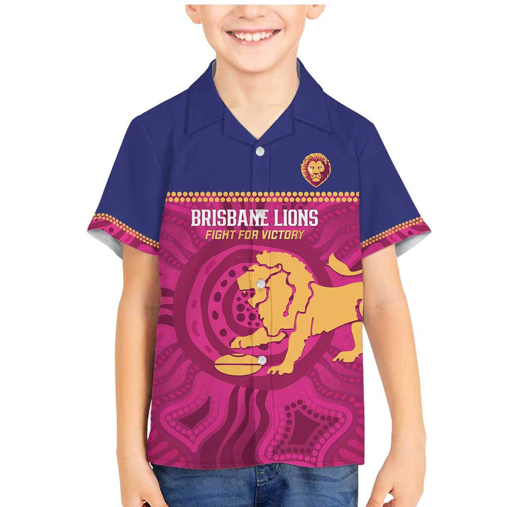 AFL Lions Football Custom Family Matching Mermaid Dress and Hawaiian Shirt Brisbane Fight For Victory Indigenous Art - Aussie Hoodie