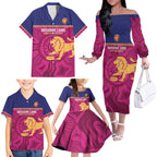 AFL Lions Football Custom Family Matching Off The Shoulder Long Sleeve Dress and Hawaiian Shirt Brisbane Fight For Victory Indigenous Art - Aussie Hoodie